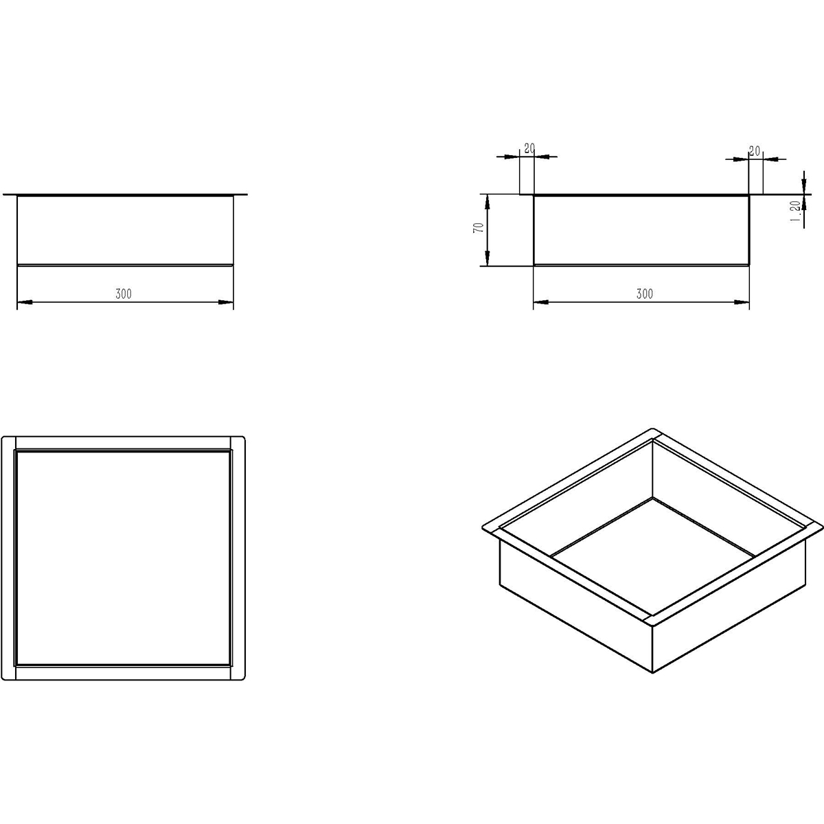 Wiesbaden Demis Inbouwnis - 30x30x7cm - RVS